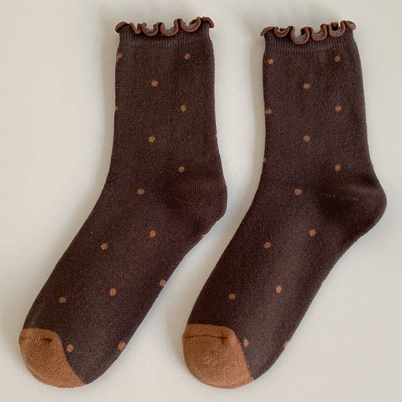 Polka Dots Ruffle Crew Socks