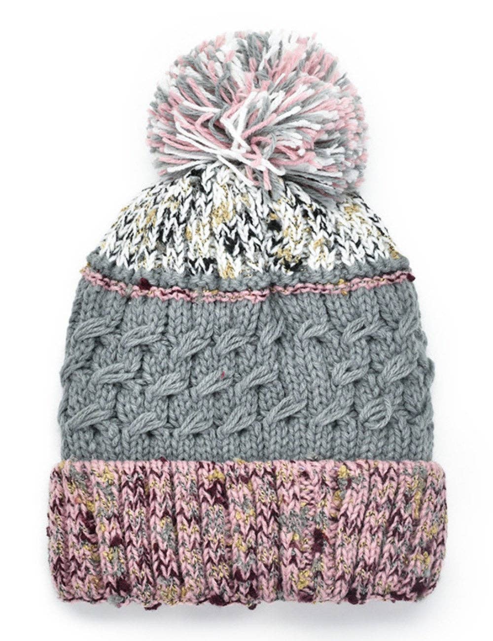 Contrast Color Knit Pom Beanie