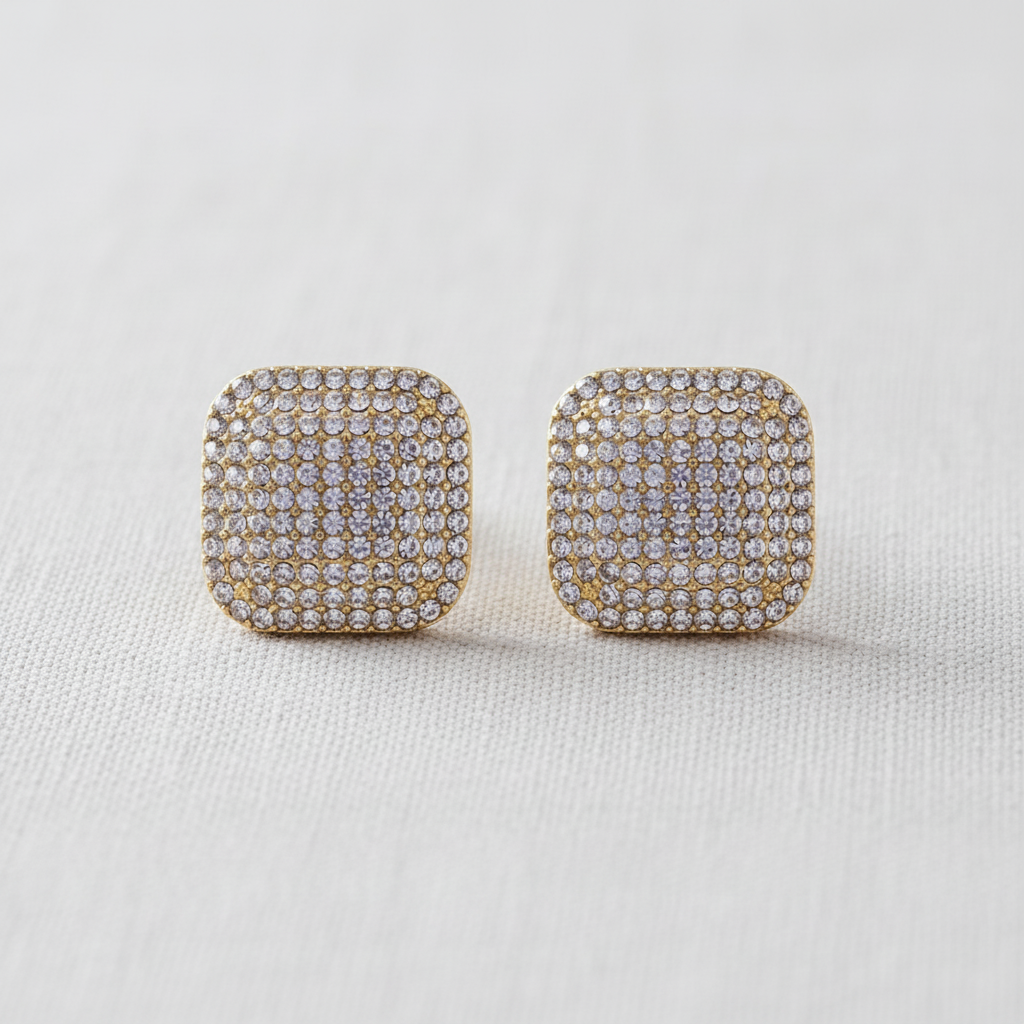 Gold-Plated Zircon Geometric Earrings