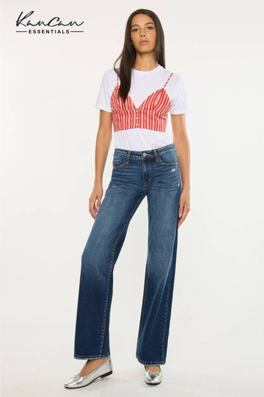 Crater Mid Rise Wide Leg Jeans Kan Can