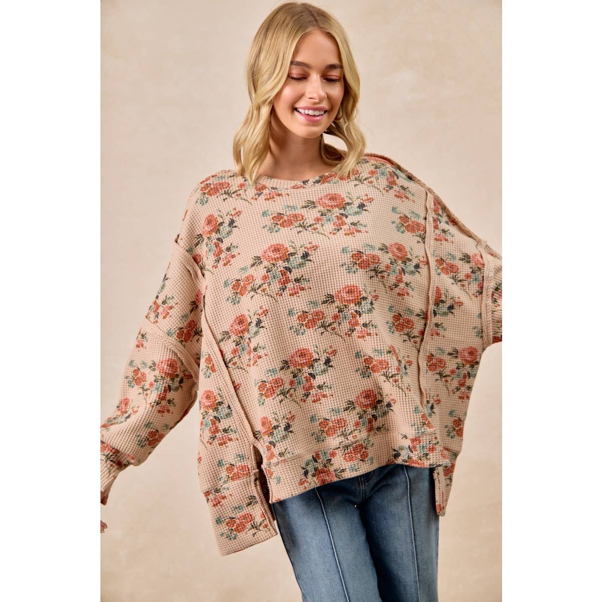 Floral Print Waffle Shirt