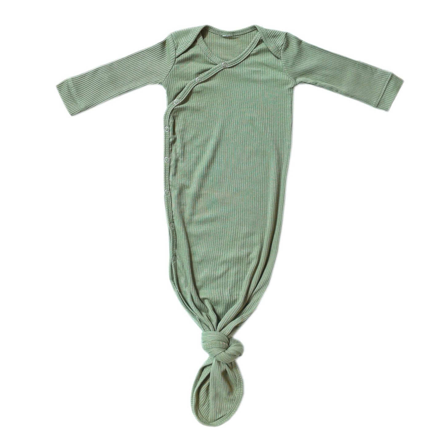 Rib Knit Newborn Knotted Gown - Clover