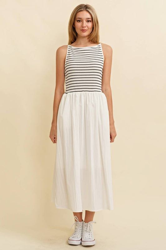 Drop Waist Stripe Maxi Dress