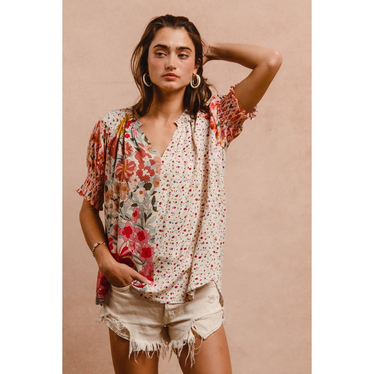 Woven Mix & Match Peasant Top
