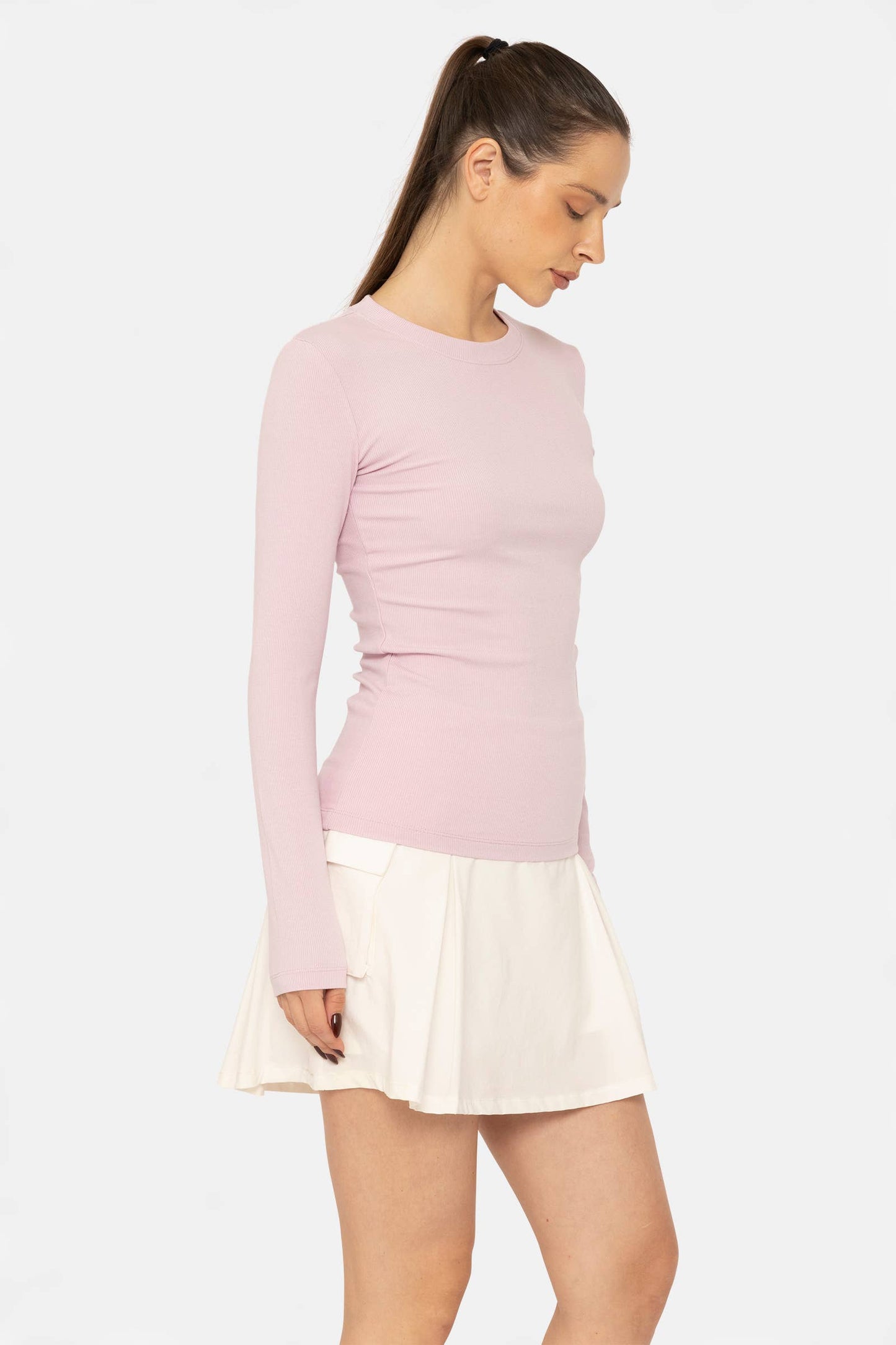 Essential Long-Sleeved Micro-Ribbed Athleisure Top