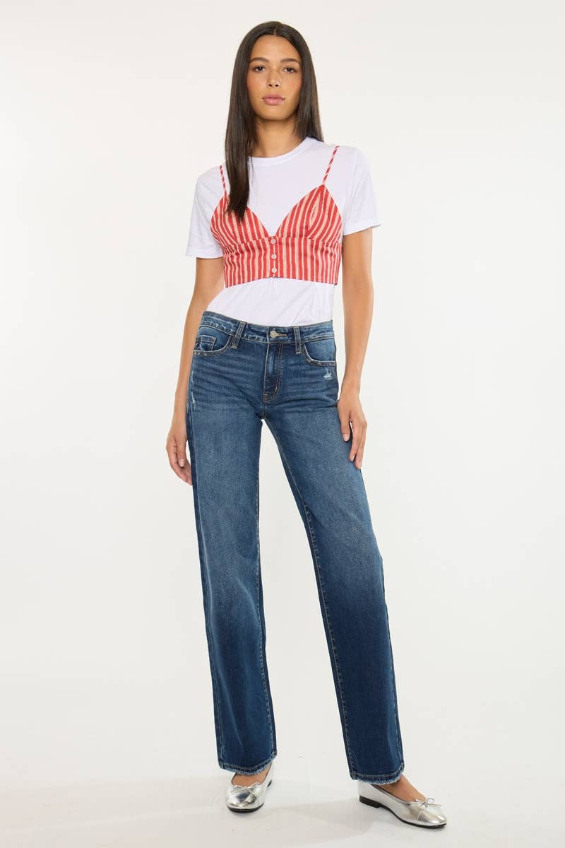 Crater Mid Rise Wide Leg Jeans Kan Can