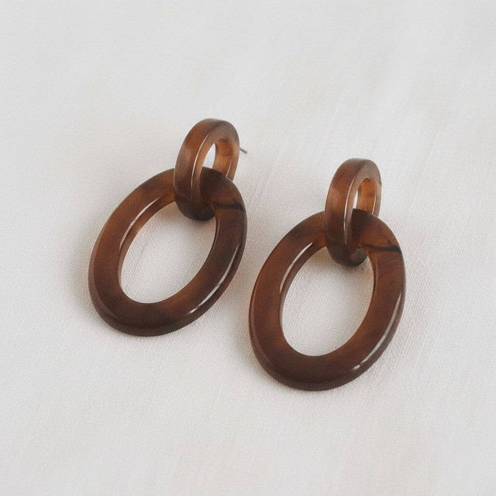 Gradient Amber Geometric Stud Earrings
