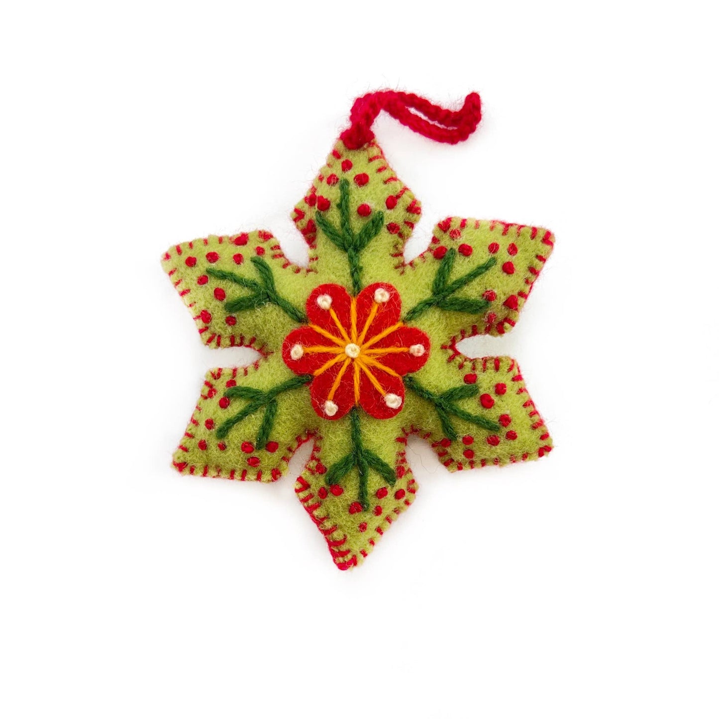 Colorful Pointed Snowflake Embroidered Christmas Ornament