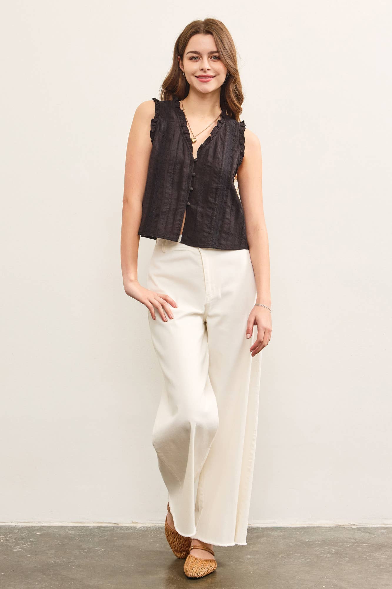 Ruffled V Neck Top