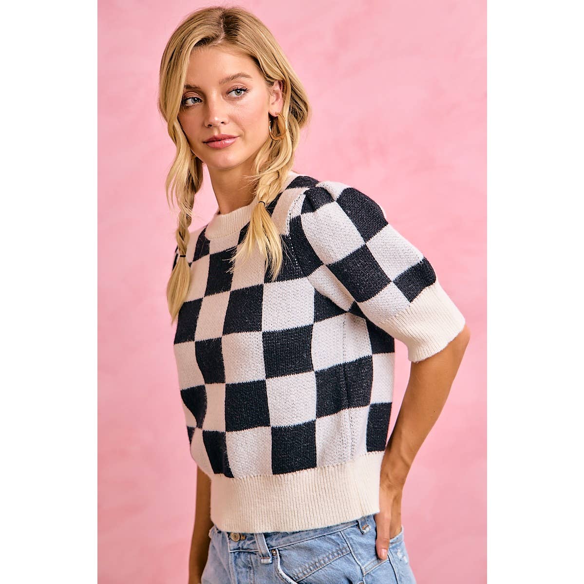 Gameday Checker Knit Top