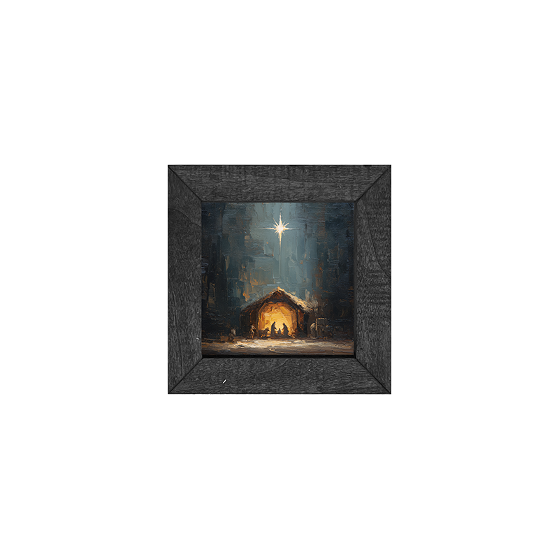 The Nativity at Night - Square Box Frame