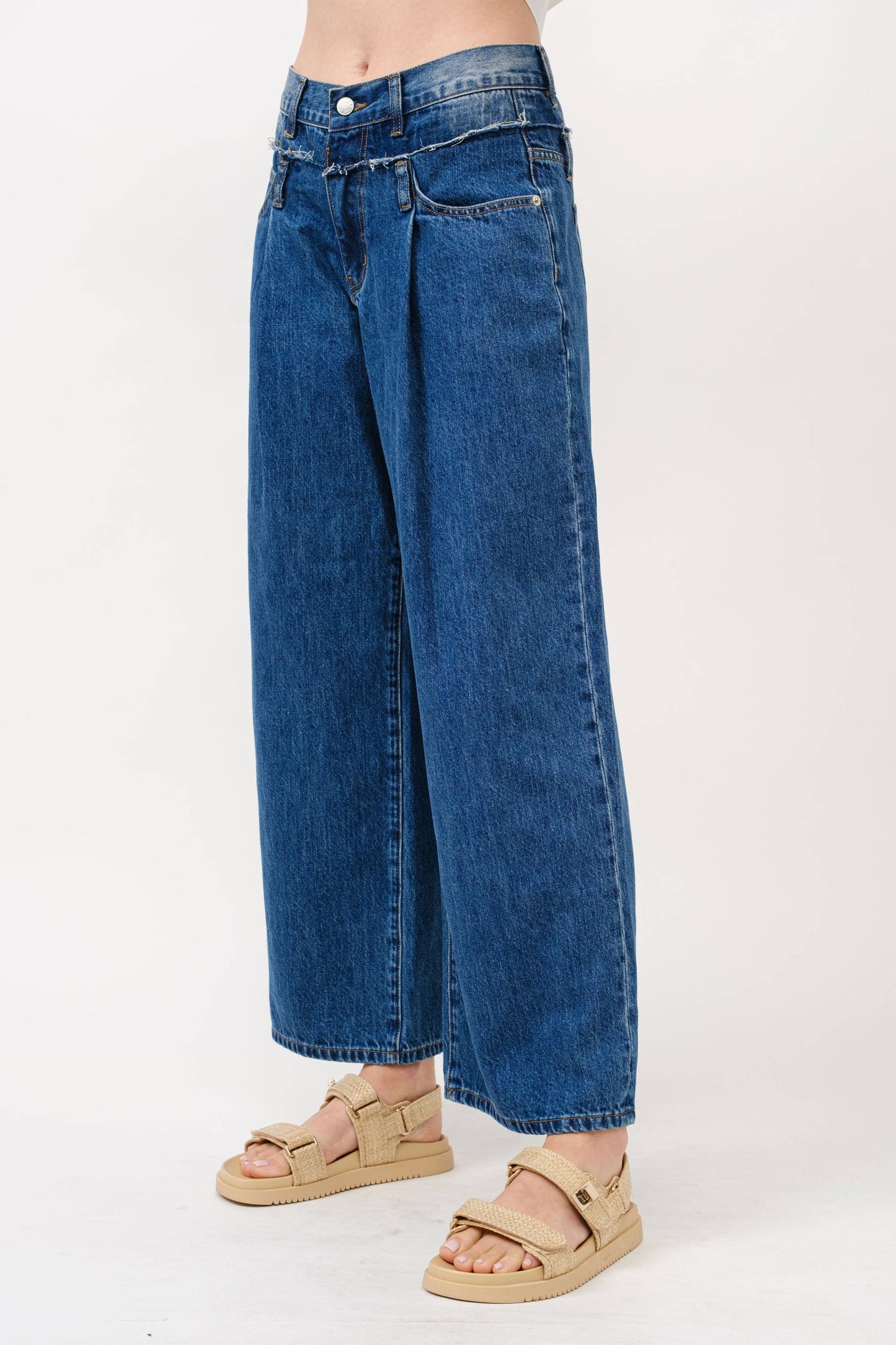 Waist Cut Wide Leg Jeans