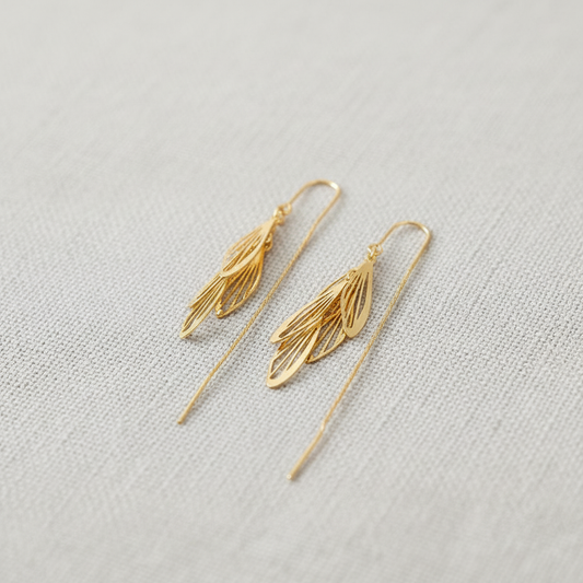 Leaf-Inspired Long Tassel Earrings