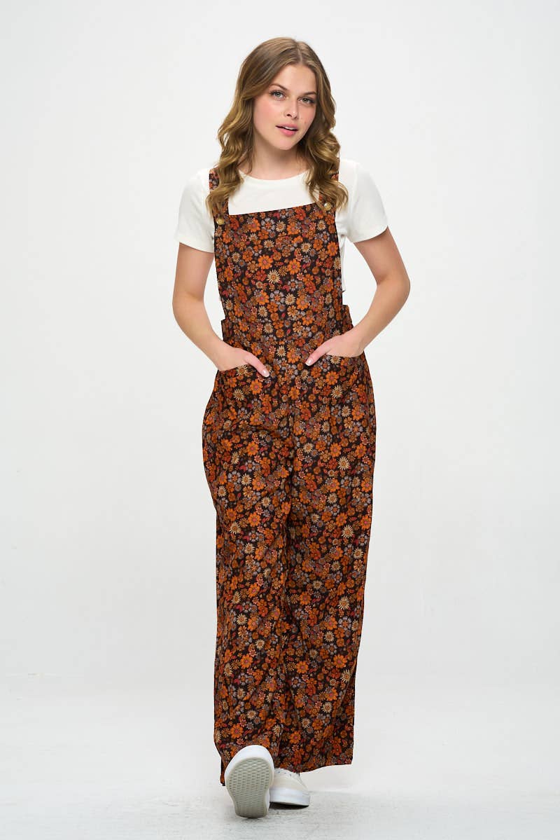 Fall Floral Corduroy Overalls