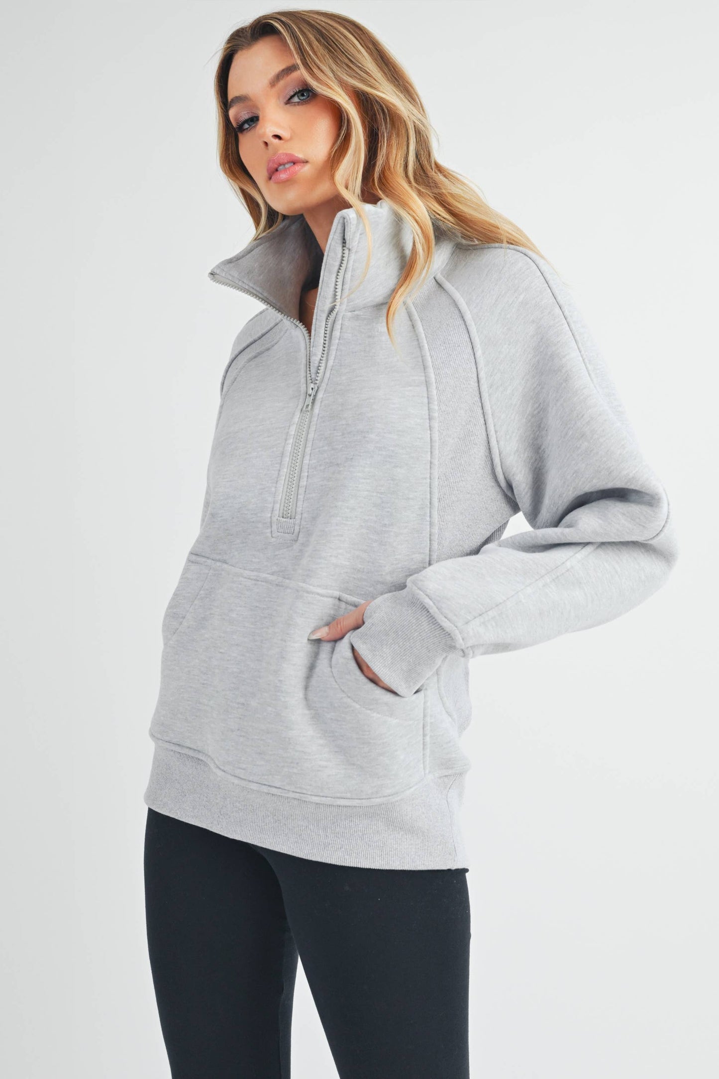 Long Funnel Neck Half Zip