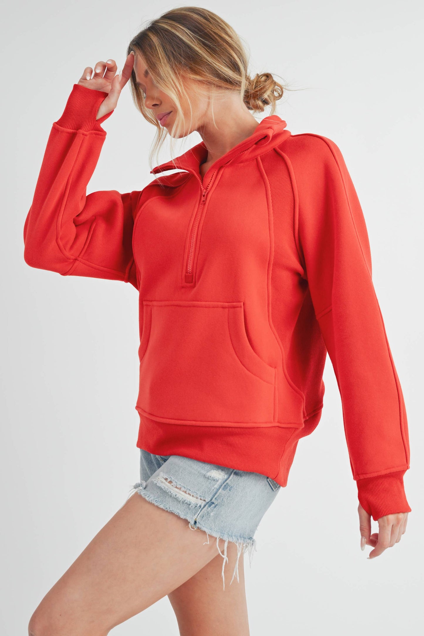 Long Funnel Neck Half Zip