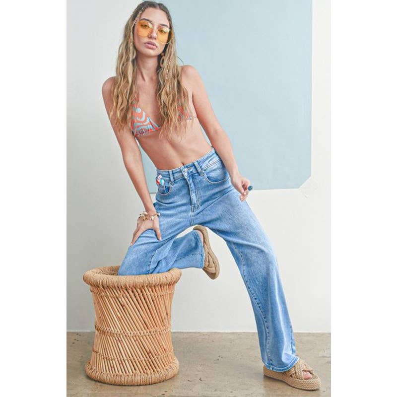 Wax Jeans-Straight Wide Leg Jeans