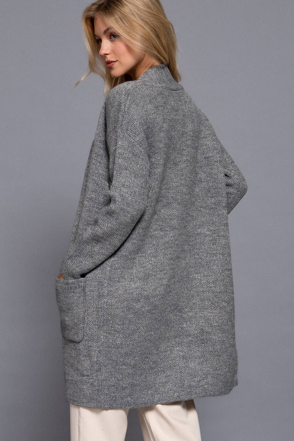 Long Sleeve with Pocket Open Sweater Cardigan