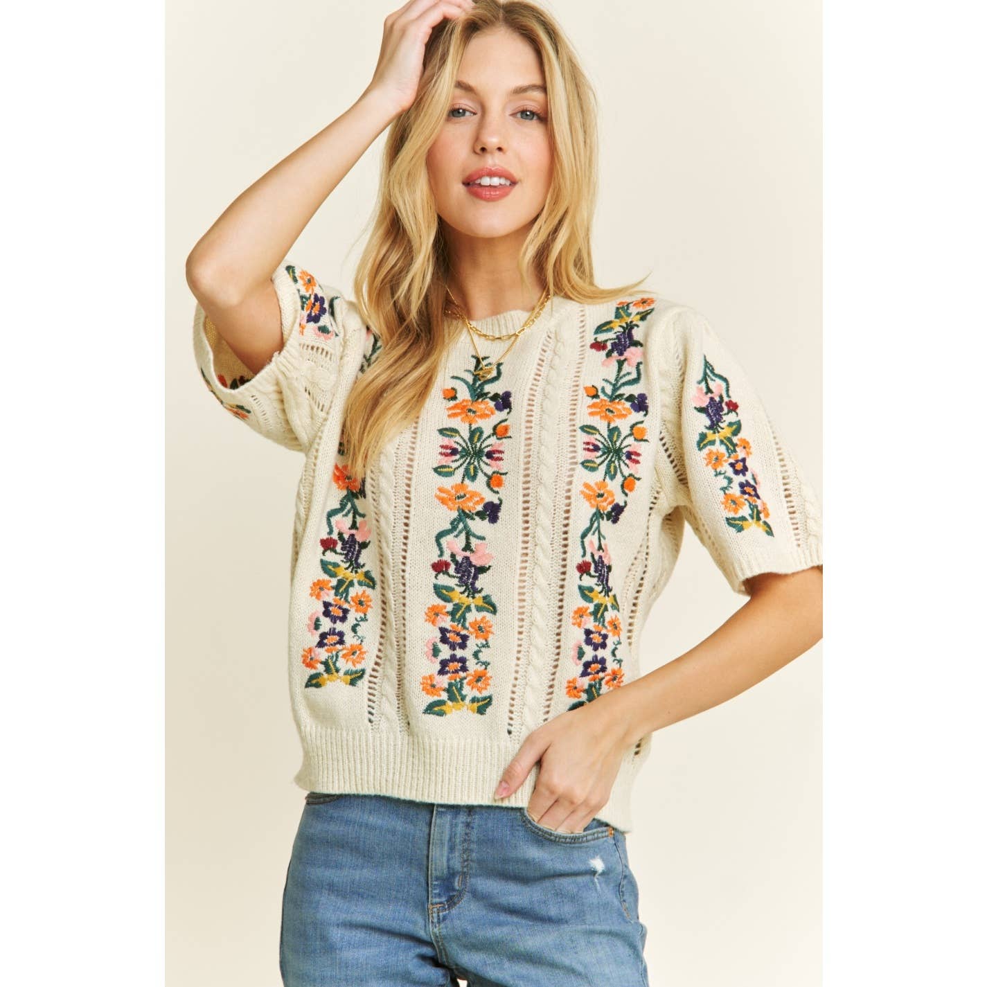 Floral Embroidery Sweater