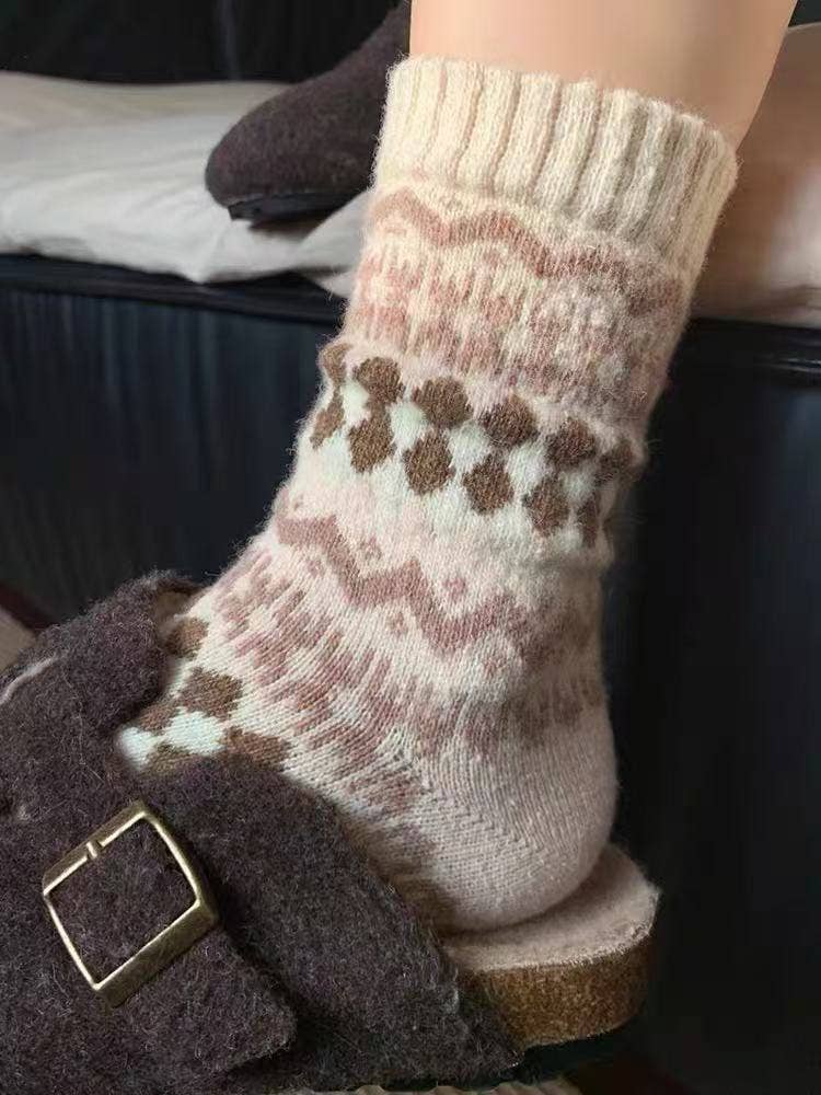 Retro Fair Isle PrintClouchy Socks