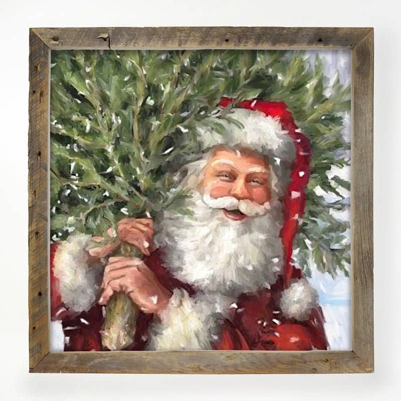 Classic Santa carrying tree