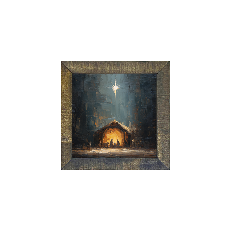 The Nativity at Night - Square Box Frame