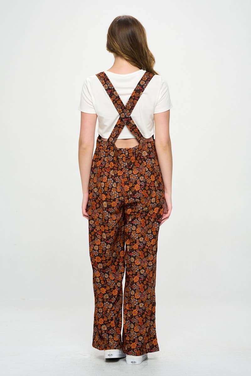 Fall Floral Corduroy Overalls
