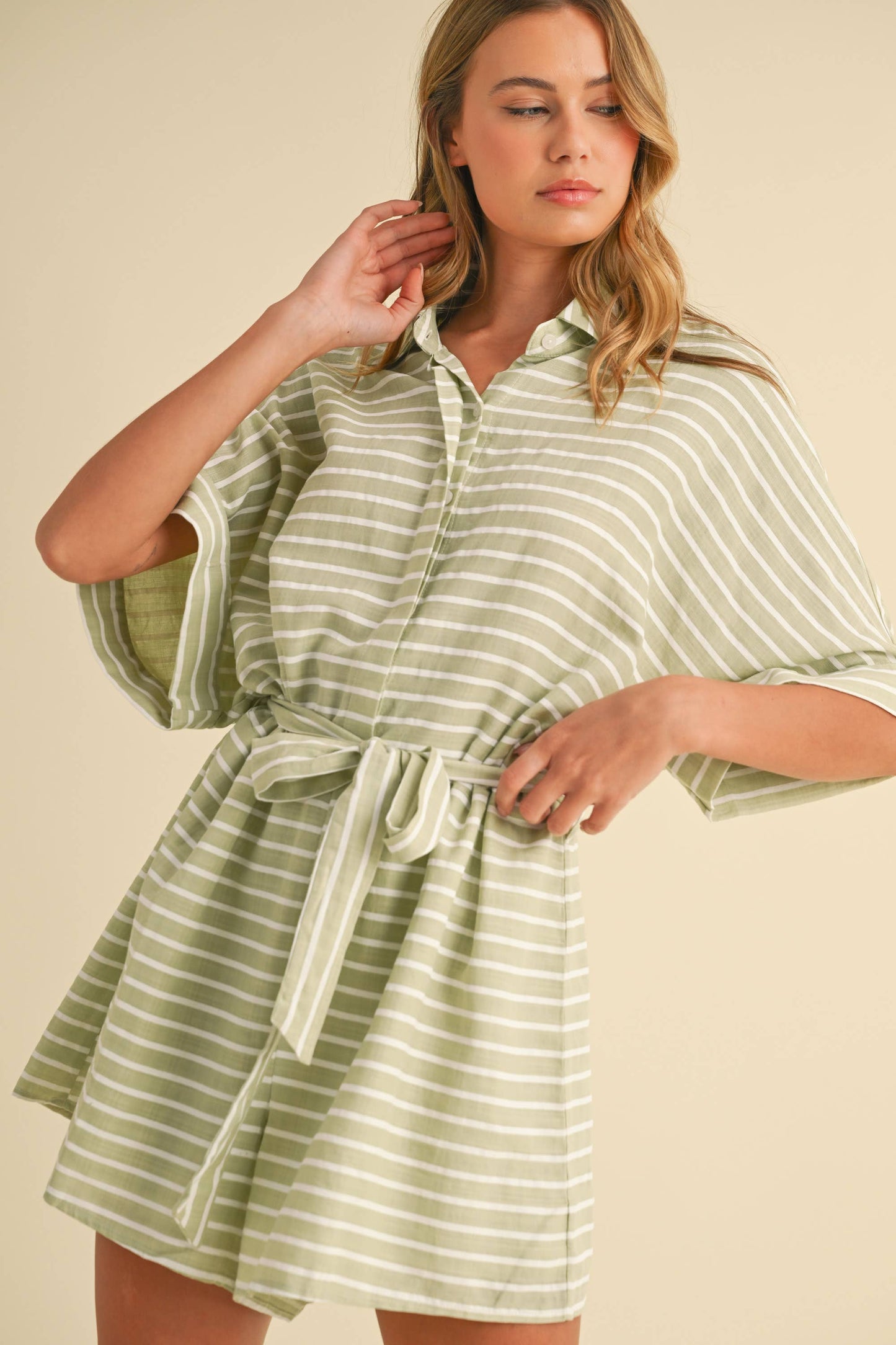 Striped Relax Fit Belted Romper