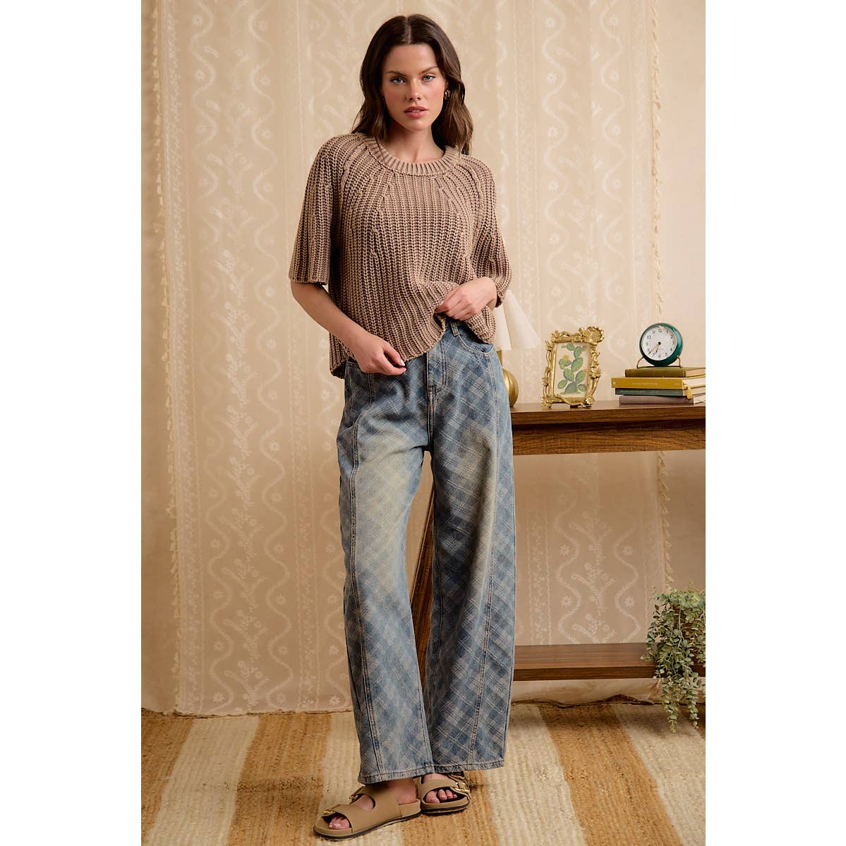 Flared Sleeves Washed Sweater Top