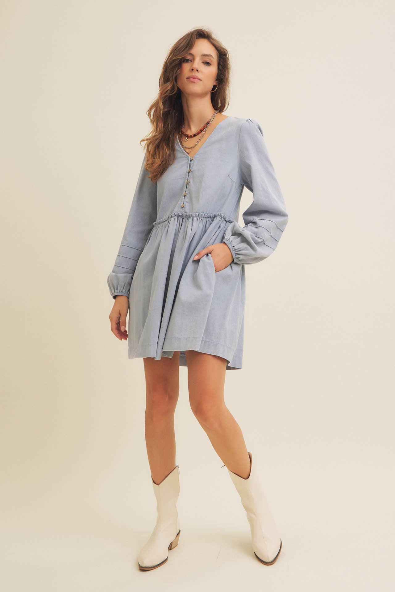 Cotton Acid Washed Mini Dress