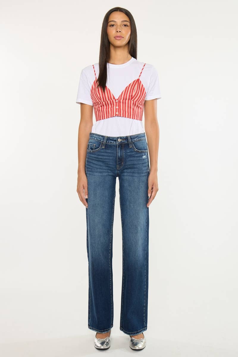 Crater Mid Rise Wide Leg Jeans Kan Can