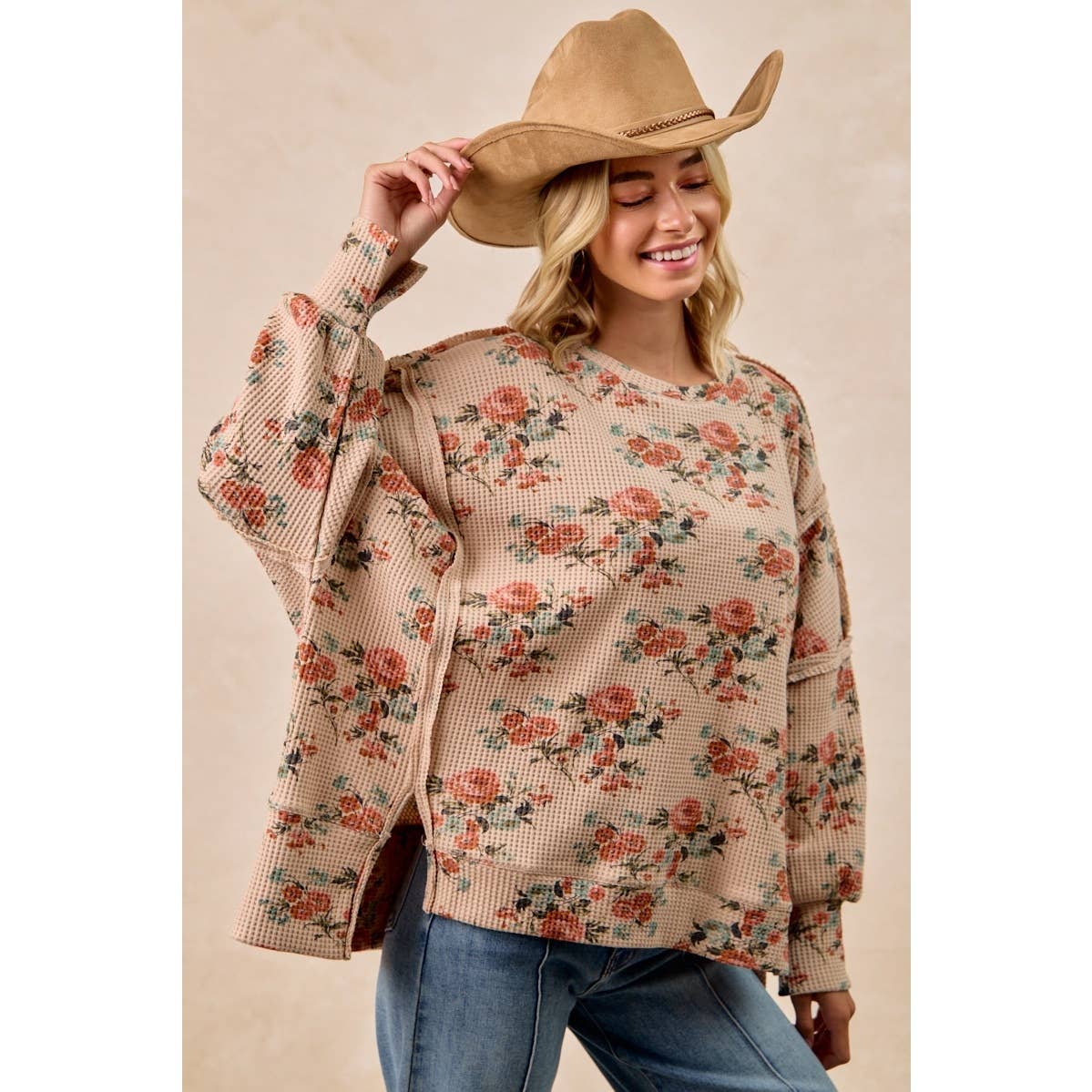 Floral Print Waffle Shirt
