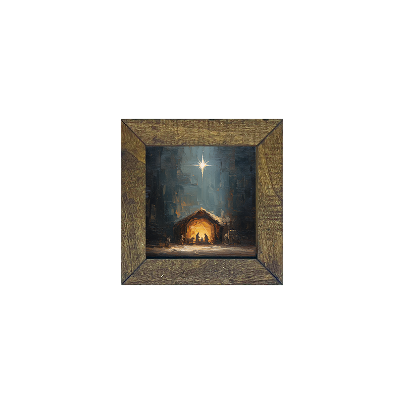 The Nativity at Night - Square Box Frame