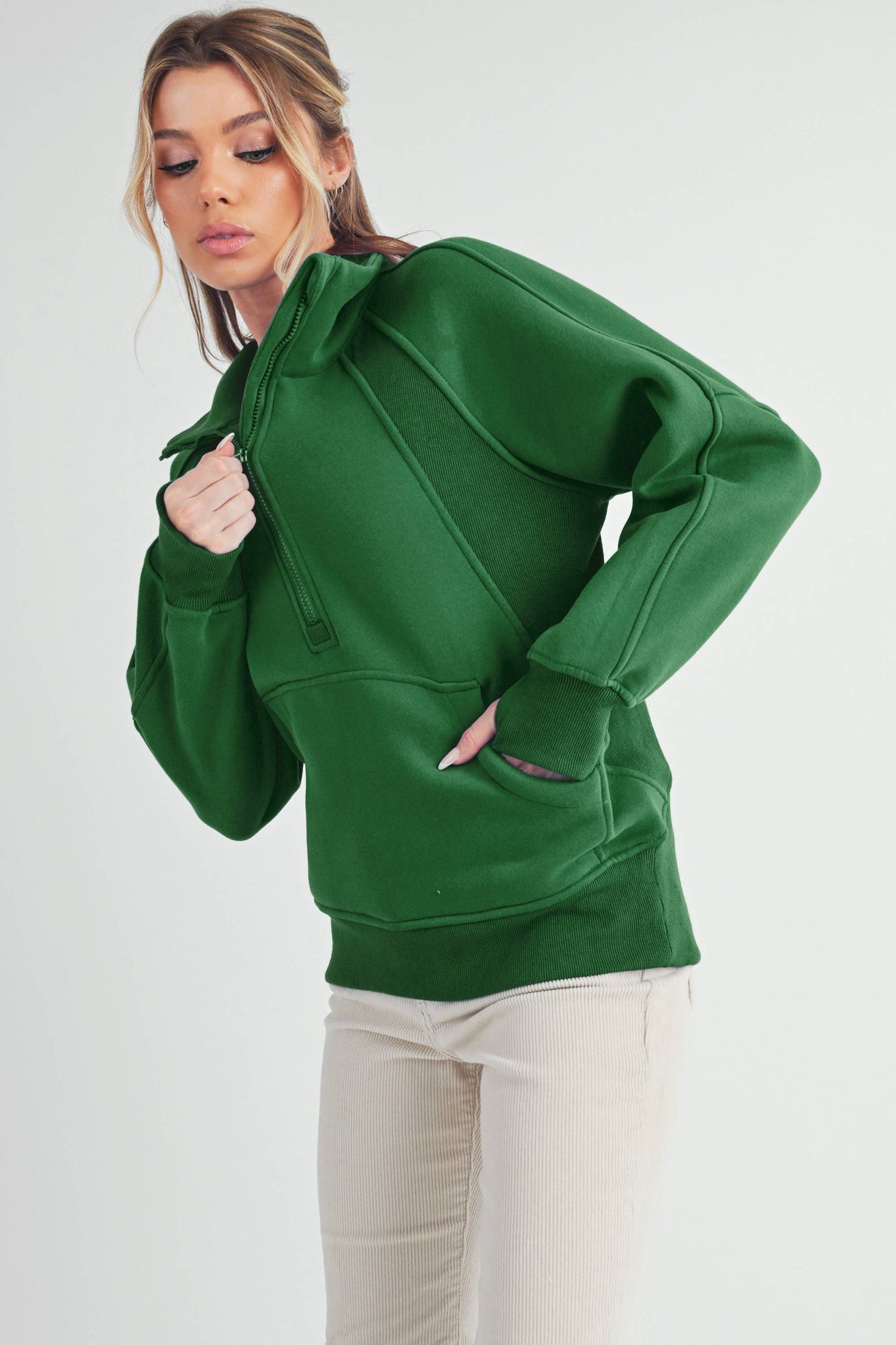Long Funnel Neck Half Zip