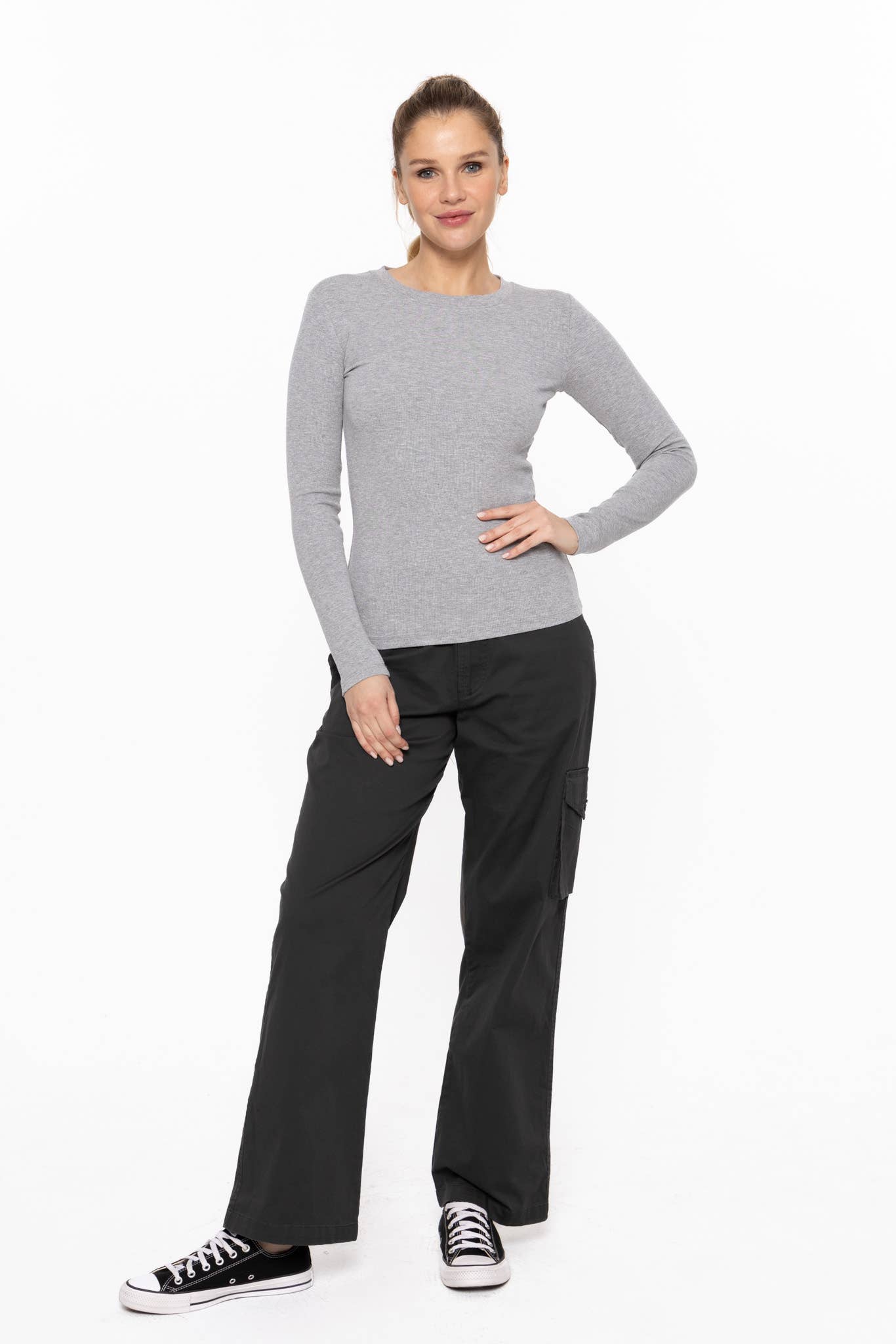 Essential Long-Sleeved Micro-Ribbed Athleisure Top