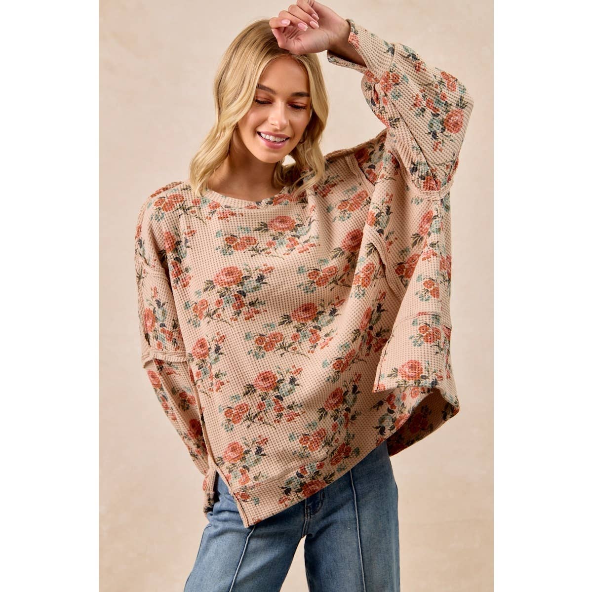 Floral Print Waffle Shirt