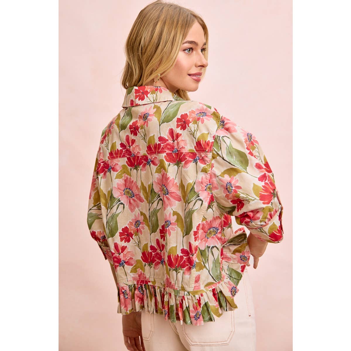 Floral Print Ruffled Hem Top