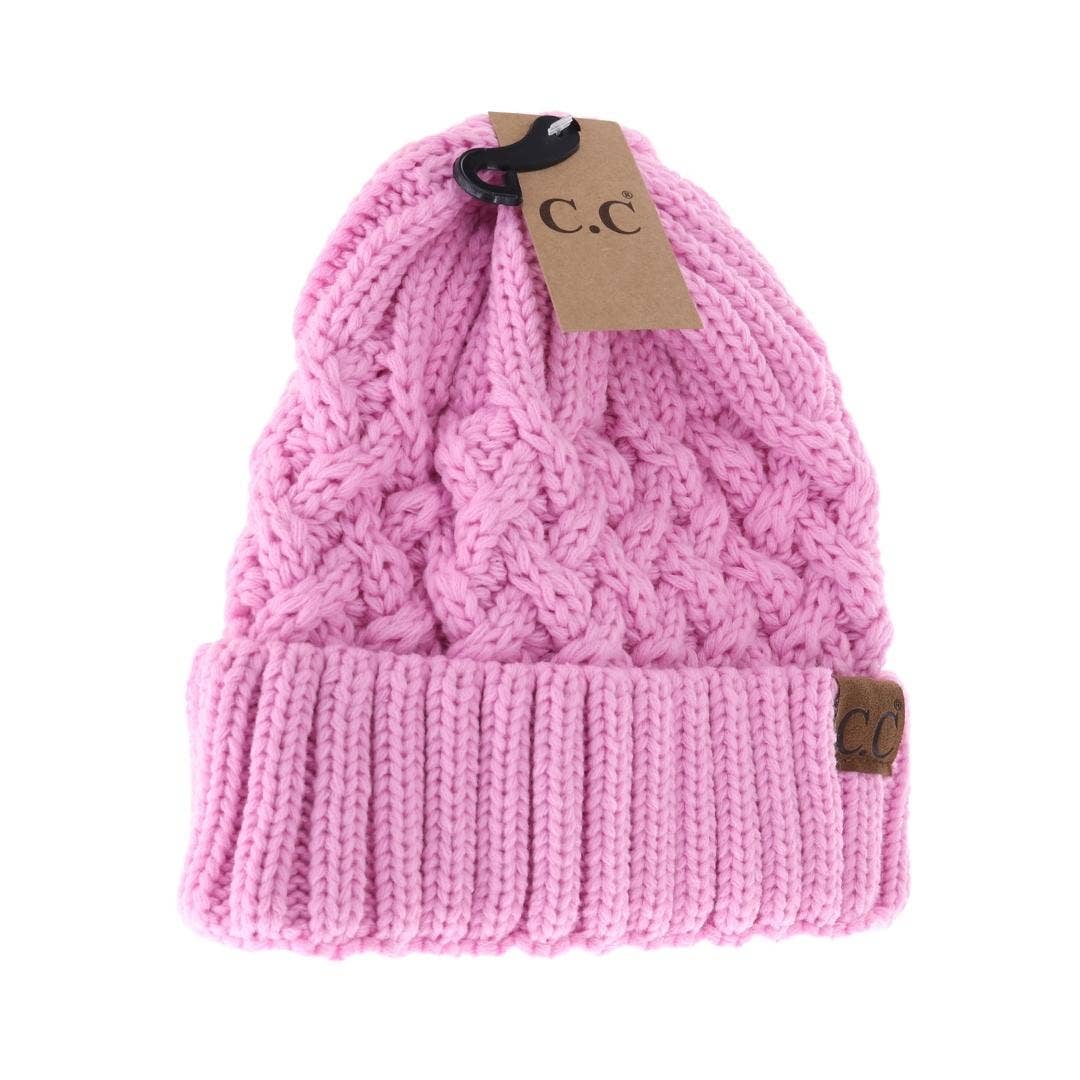 Lattice Knit Cuff C.C Beanie YJ1003: Lt. Grey