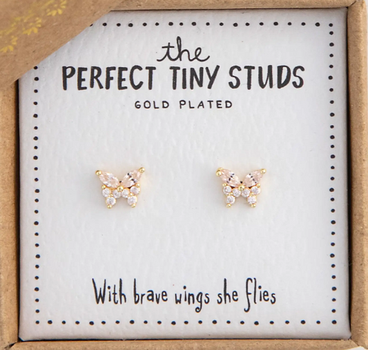 Natural Life Perfect Tiny Studs- Gold Butterflies