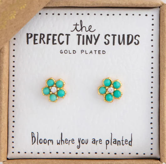 Natural Life Perfect Tiny Studs- Turquoise Daisy