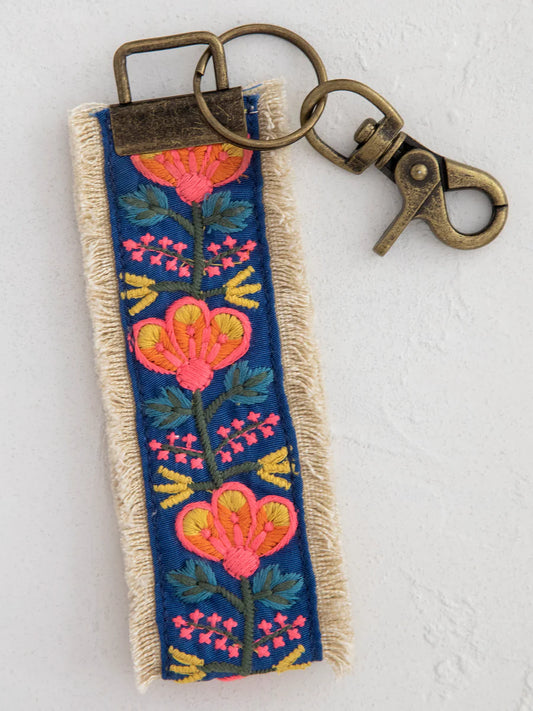 Natural Life Embroidered Key Chain - Navy
