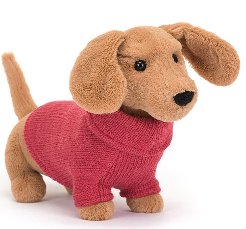 Jellycat Sweater Sausage Dog Pink