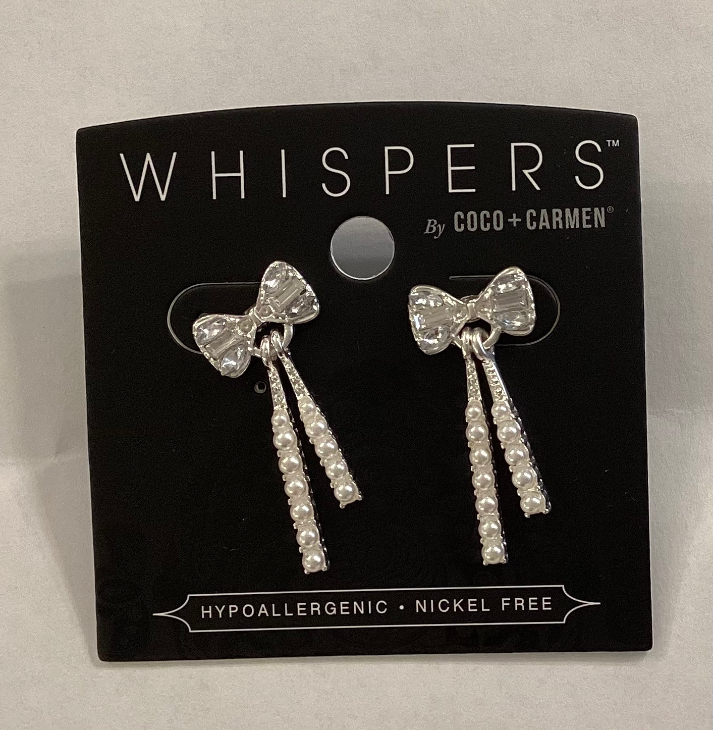 Whispers Exquisite Bow Dangle Earrings - Silver