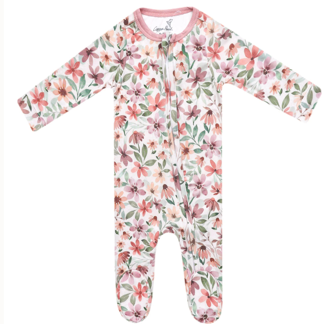 Copper Pearl Zip Up Footie 0-3 months