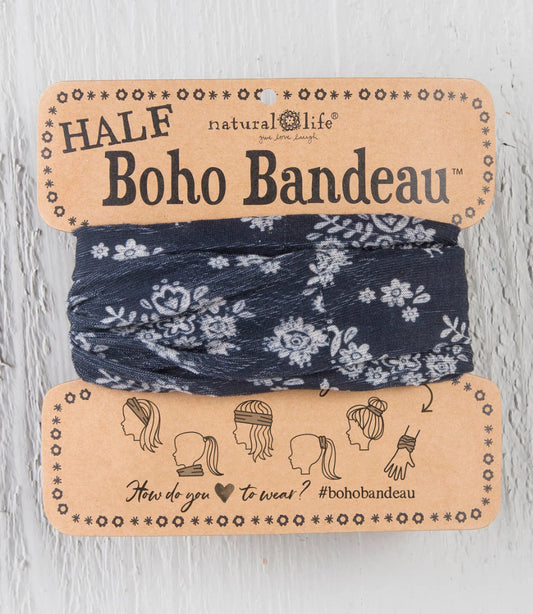 Natural Life Half Bandeau - Black w/ Cream Floral