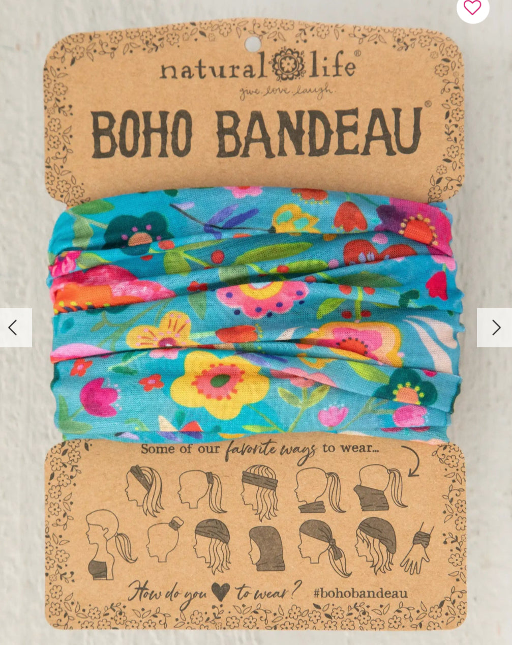 Natural Life Boho Bandeau-Teal Folk Flower