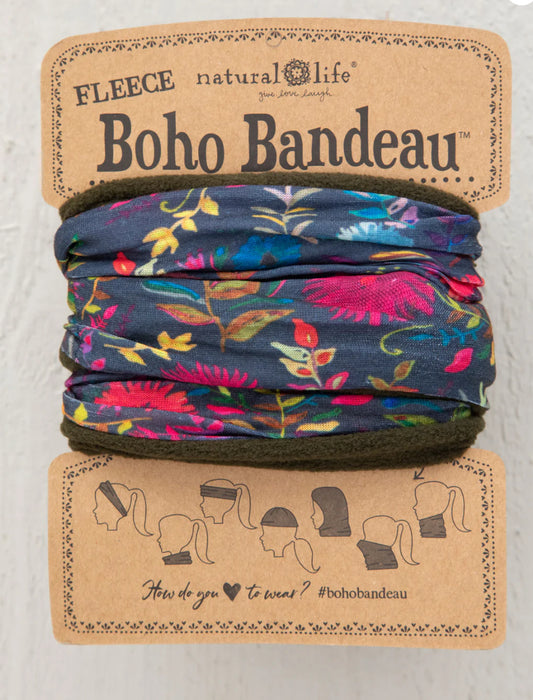 Natural Life Fleece Boho Bandeau- Navy Wildflower