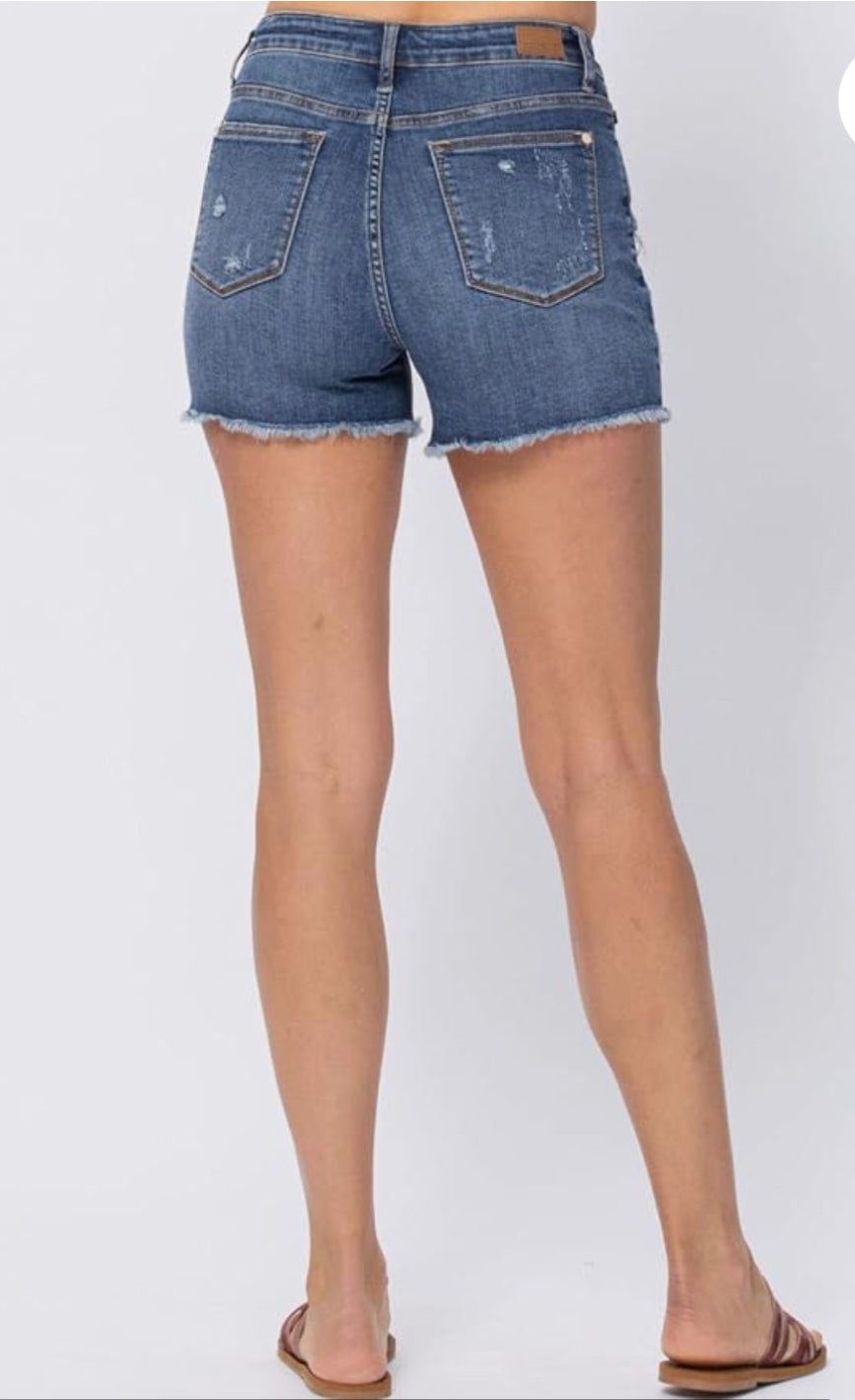 Judy Blue Hi-Waisted Printed Pocket Lining Cutoffs Shorts