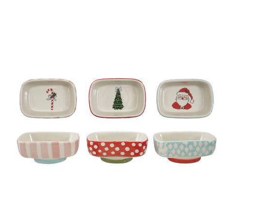 Stoneware Footed Dish w/ Holiday Image