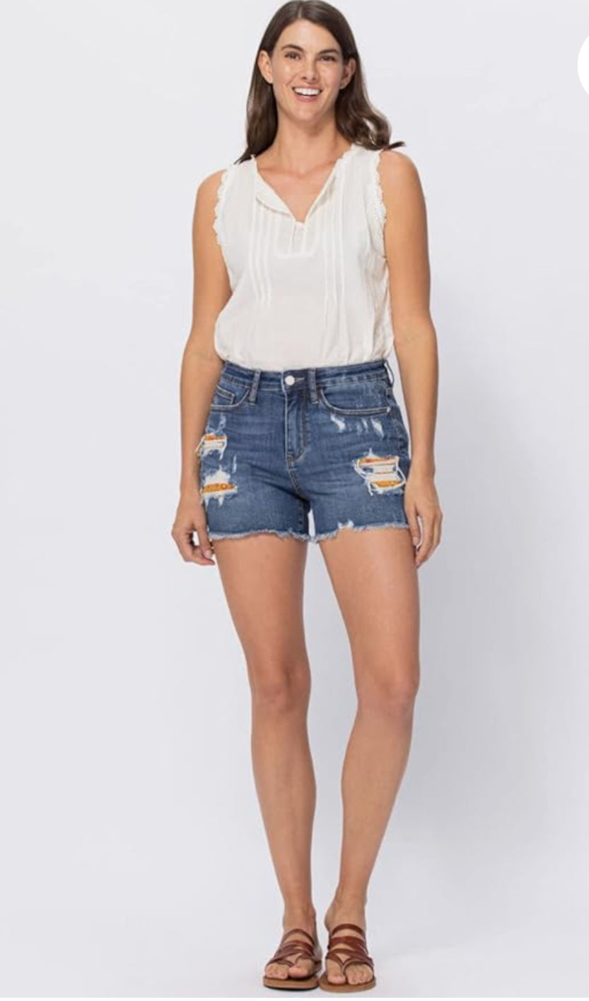 Judy Blue Hi-Waisted Printed Pocket Lining Cutoffs Shorts